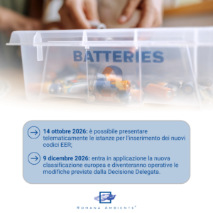 Nuovi codici EER per i rifiuti di batterie